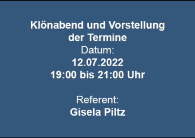Klönabend und Vorstellung Termine