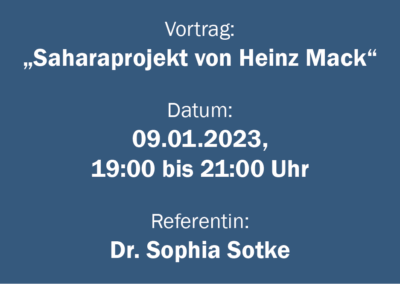 Vortrag zu „Saharaprojekt von Heinz Mack“